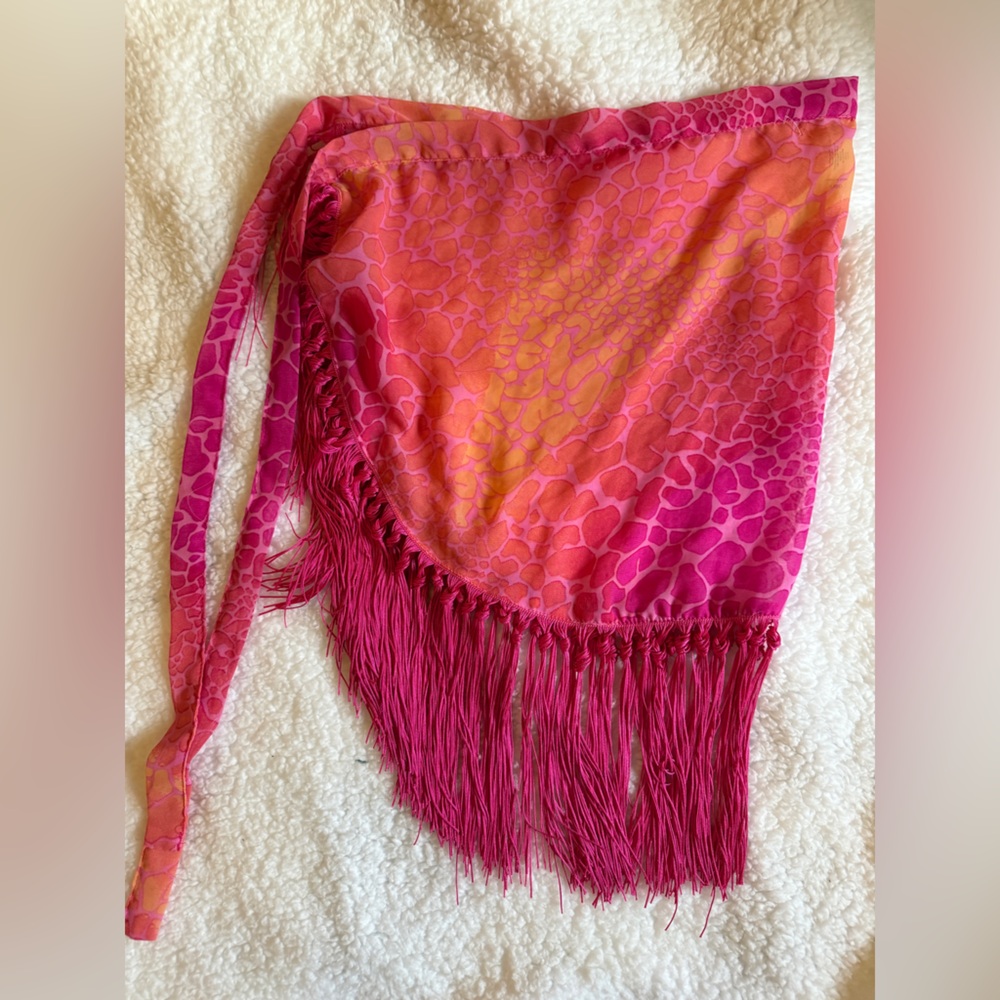 Tinibikini swim wrap cover up w/fringe hem. OSFM. NWT. Pink.Festival, beach, - Picture 5 of 8